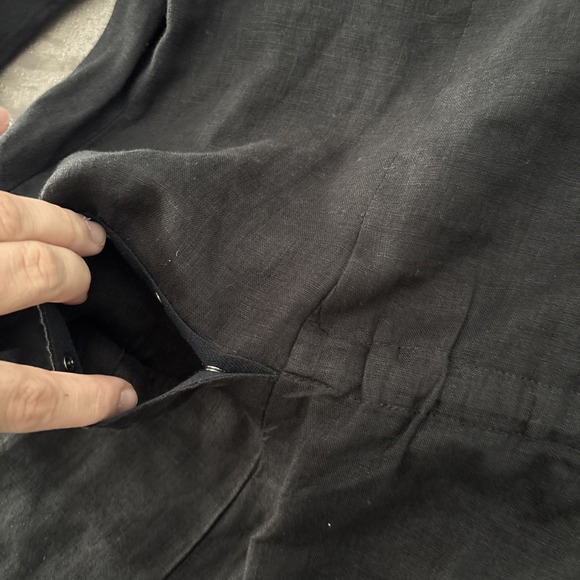 Flax Jeanne Engelhart Womens M Button front Shirt solid Black long slv linen - Picture 7 of 8